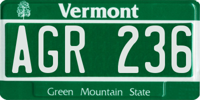 VT license plate AGR236
