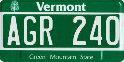 VT license plate AGR240