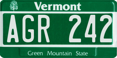 VT license plate AGR242