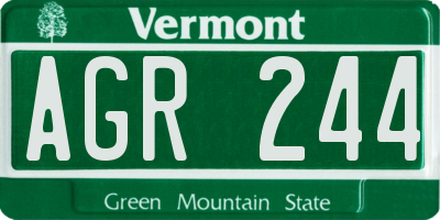 VT license plate AGR244