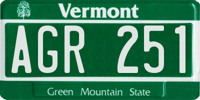 VT license plate AGR251