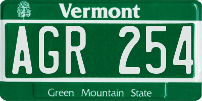 VT license plate AGR254