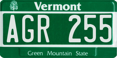 VT license plate AGR255