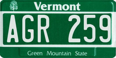 VT license plate AGR259