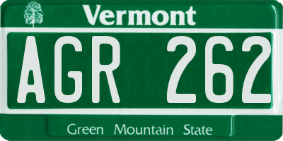 VT license plate AGR262