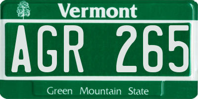VT license plate AGR265