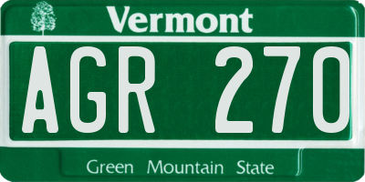 VT license plate AGR270