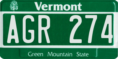 VT license plate AGR274