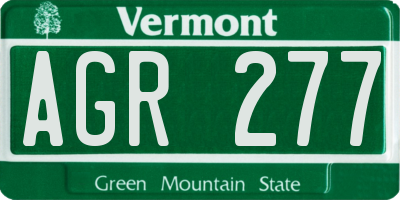 VT license plate AGR277