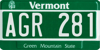VT license plate AGR281