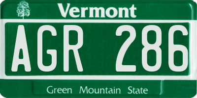 VT license plate AGR286