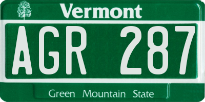 VT license plate AGR287