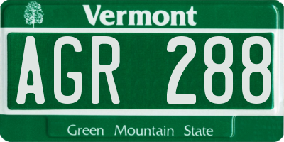 VT license plate AGR288