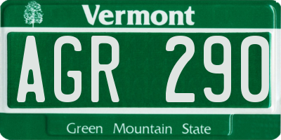 VT license plate AGR290
