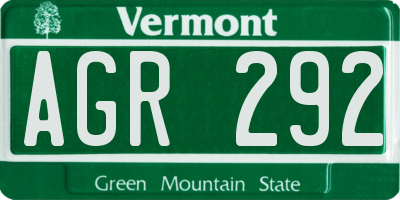 VT license plate AGR292