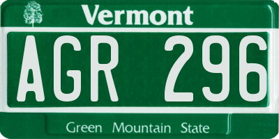 VT license plate AGR296
