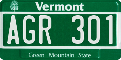 VT license plate AGR301