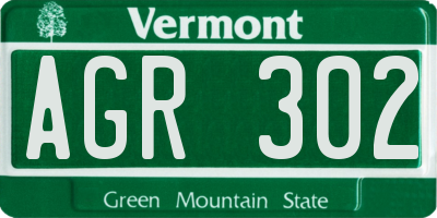 VT license plate AGR302
