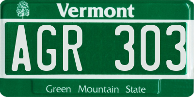 VT license plate AGR303