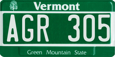 VT license plate AGR305