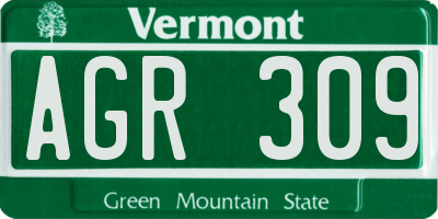 VT license plate AGR309