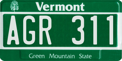 VT license plate AGR311
