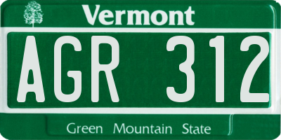 VT license plate AGR312