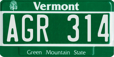 VT license plate AGR314