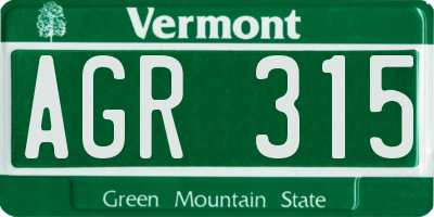 VT license plate AGR315