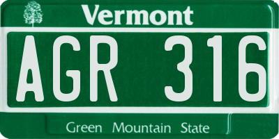 VT license plate AGR316