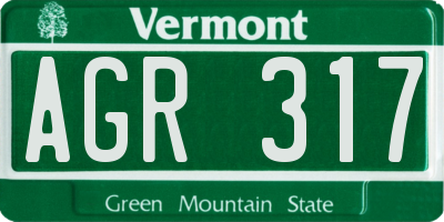 VT license plate AGR317