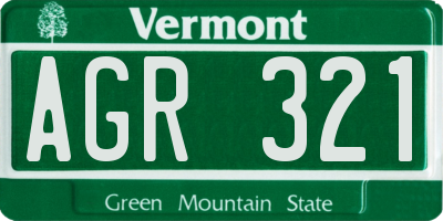 VT license plate AGR321