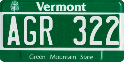 VT license plate AGR322
