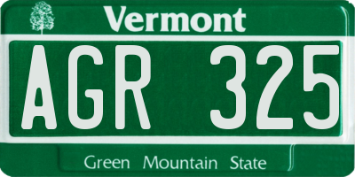 VT license plate AGR325