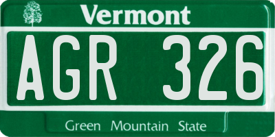 VT license plate AGR326