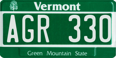 VT license plate AGR330
