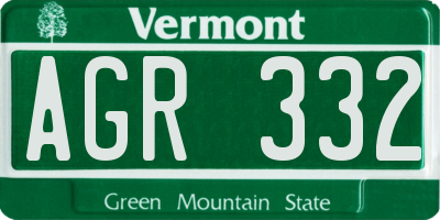 VT license plate AGR332