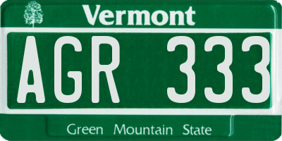 VT license plate AGR333