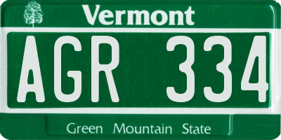 VT license plate AGR334