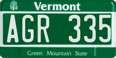 VT license plate AGR335