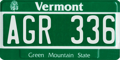 VT license plate AGR336