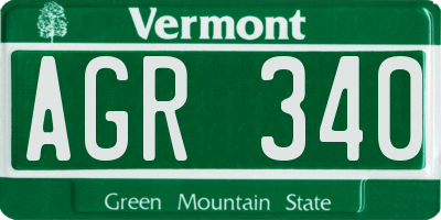 VT license plate AGR340