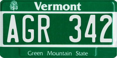 VT license plate AGR342