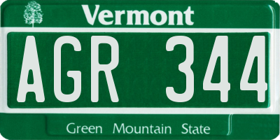 VT license plate AGR344