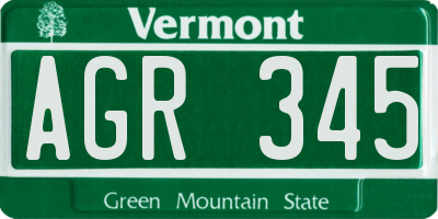 VT license plate AGR345