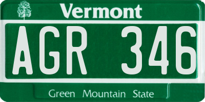 VT license plate AGR346