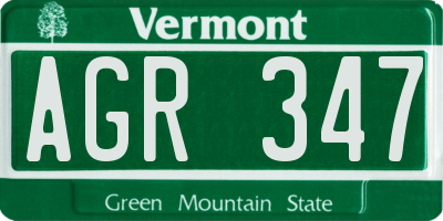 VT license plate AGR347