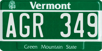 VT license plate AGR349