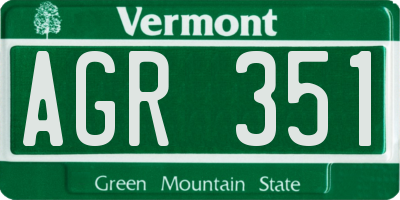 VT license plate AGR351