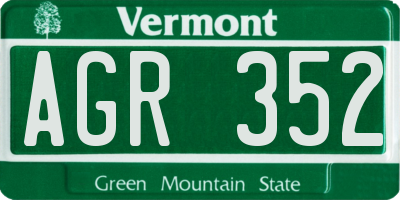 VT license plate AGR352